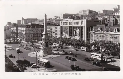 PORTUGAL - Lissabon - Praca dos Restauradores - Foto Postkarte 1957