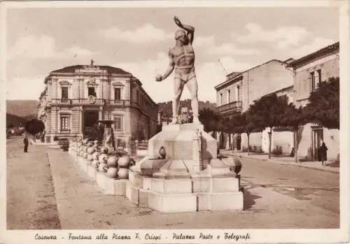 #COSENZA: BRUNNEN AN DER PIAZZA F. CRISPI - PALAZZO POSTE E TELEGRAPHEN