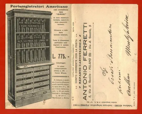 FALTBARE ANTONIO FERRETTI, MILANO, CARTOTECNICA, ARCHIVES, 1922 m