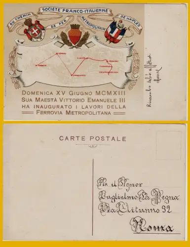 #NAPOLI: 1913 SONNTAG, 15. JUNI - EINWEIHUNG. ARBEITEN EISENBAHN U-Bahn...
