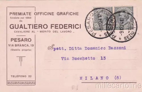 * GEWICHT - Werbung preisgekrönte Werkstätten Grafik G.Federici 1924