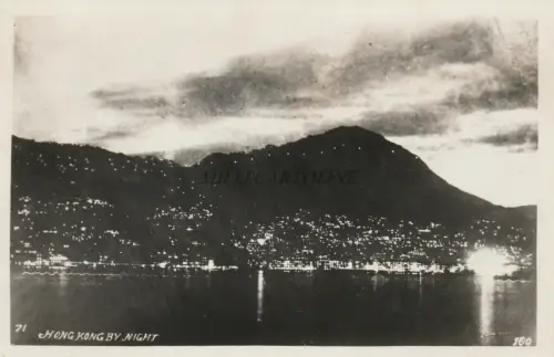 HONGKONG - Bei Nacht - Fotopostkarte