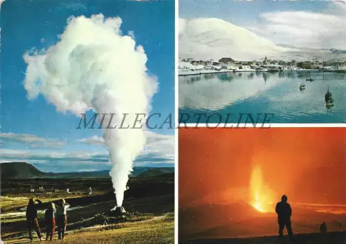 Island - Geysir bei Namaskaro, Vulkan Askja 1967 Postkarte