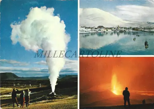 Island - Geysir bei Namaskaro, Vulkan Askja 1967 Postkarte