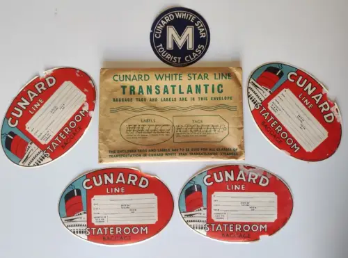 NAVIGATION - Cunard White Star Line - Umschlag + 5 Etiketten