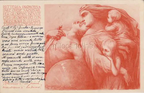 #LOTTERIE: POSTKARTE ZUGUNSTEN VON KRIEGSWAISEN - dis. CASTIGLIONI