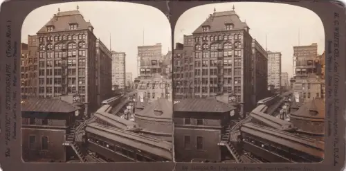 STEREOVIEW - Chicago Illinois - Elevated Ry.Loop (H.C.White)