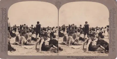 STEREOVIEW - Atlantic City New Jersey - The crowded beach (C.H.Graves) 1903