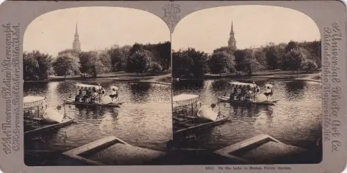 STEREOVIEW - Boston Mass - On the lake in Public Garden (C.H.Graves)