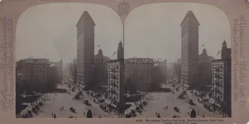 STEREOVIEW - New York City - Flatiron Building Madison Square (C.H.Graves) 1905