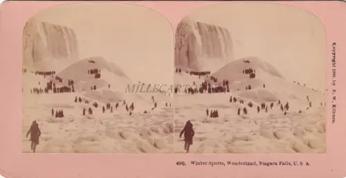 STEREOVIEW - Niagara Falls - Winter Sports, Wonderland (B.W.Kilburn) 1888