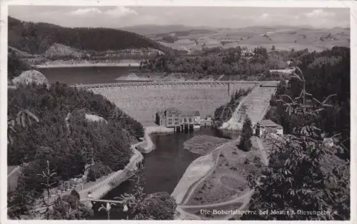 POLEN - Die Bobertalsperre bei Mauer i. Riesengebirge, Postkarte 1937