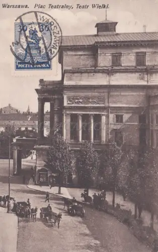 POLEN - Warszawa, Plac Teatralny, Teatr Wielki, Postkarte, Briefmarken über Poststempel