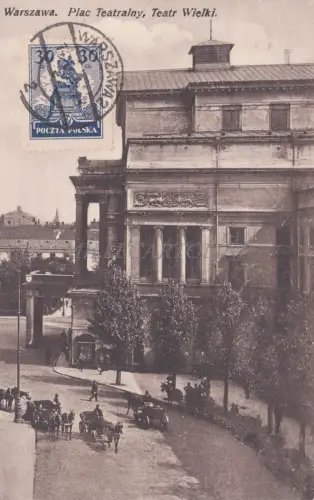 POLEN - Warszawa, Plac Teatralny, Teatr Wielki, Postkarte, Briefmarken über Poststempel