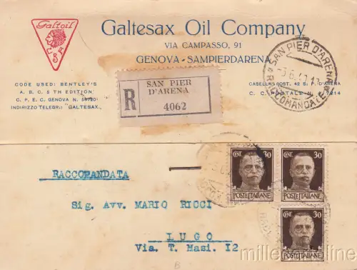 * GENUA - Sampierdarena - Pubblicitaria Galtesax Oil Company 1940