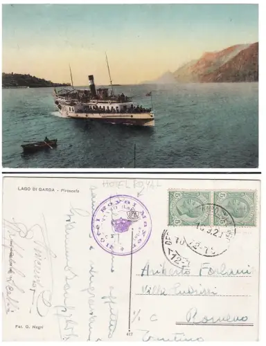 #DESENZANO: DAMPFER - RETRO STEMPEL HOTEL ROYAL-MAYER