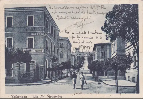 FALCONARA MARITTIMA - Via IV Novembre, Restaurant Moderno, Postkarte 1943