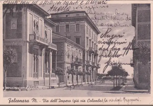 FALCONARA MARITTIMA - Via dell'Impero (ehemals Via Colombo), Postkarte 1938