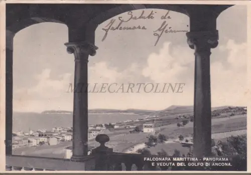 FALCONARA MARITTIMA - Panorama und Blick auf den Golf von Ancona, Postkarte 1941