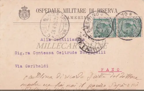 CAMERINO - Reservakrankenhaus, Postkarte 1916 WWI