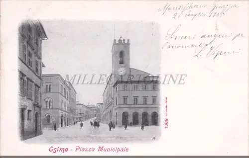 OSIMO - Piazza Municipale, Postkarte 1905