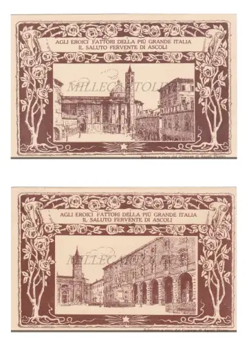 ASCOLI - An die heldenhaften Faktoren des größten Italiens, 2 Postkarten