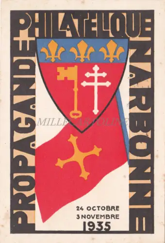 FRANKREICH - Philatelistische Propaganda Narbonne, Messe und Weinfest 1935