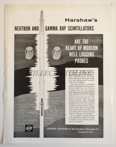 HARSHAW - Neutronen- und Gammastrahlenszintillatoren Werbesheet Cleveland Ohio