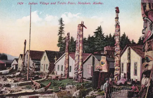 * ALASKA - Howkan - Indian Village and Totem Poles