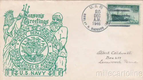 * U.S.A. COVER 1946 - Navy - U.S.S.Harlan R.Dickson, Season's Greetings