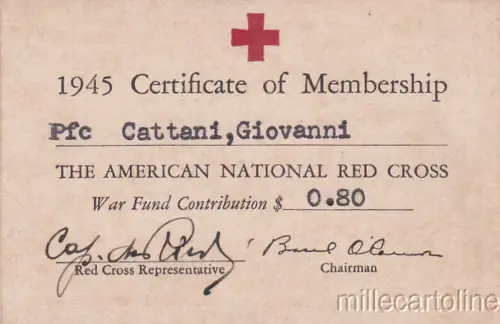 * WWII - Amerikanisches Rotes Kreuz - Certificate of Membership 1945