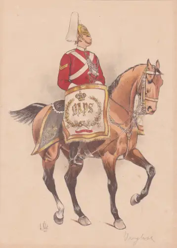 * L.VALLET - Lithographie 1891 - Englischer Soldat, Ritter