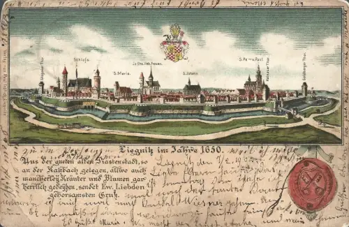POLEN - Liegnitz im Jahre 1650 Lignica Postkarte Ed.Frolich 1904