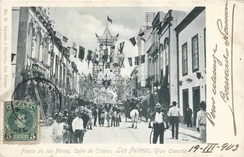 SPANIEN - Las Palmas - Fiesta de las Flores, Calle de Triana 1903 Postkarte Franchise