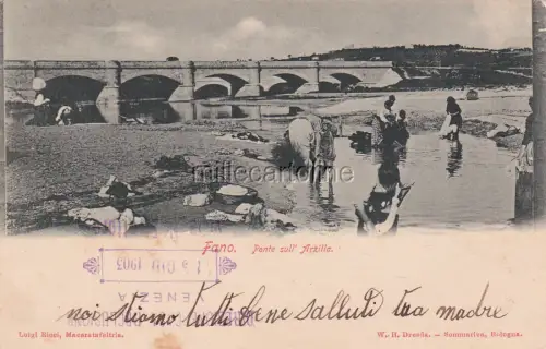 * FANO - Ponte sull'Arzilla e Lavandaie - Stempel Casa Reclusione 1903
