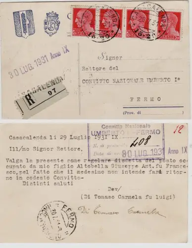 #CASACALENDA 1931 RACC. AL CONVITTO UMBERTO I DI FERMO