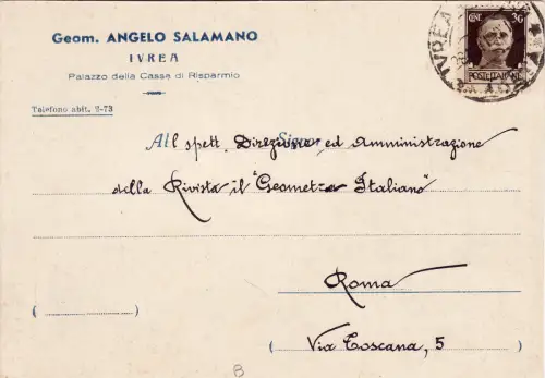 #IVREA - Kopfstück - Geom. ANGELO SALAMANO