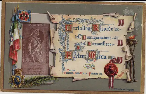 #TURIN 1911 - KART. ERINNERUNG AN DIE EINWEIHUNG STEINRELIEF MICCA