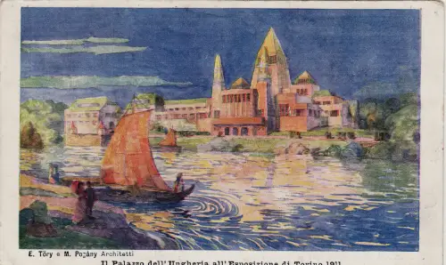 #TURIN: AUSSTELLUNG. 1911 - UNGARNPALAST - gegenüber dem Po