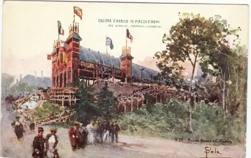# MAILAND - AUSSTELLUNG 1906 - ANKUNFTSSTATION AUF DER PIAZZA D'ARMAS (N.28) P.SALA