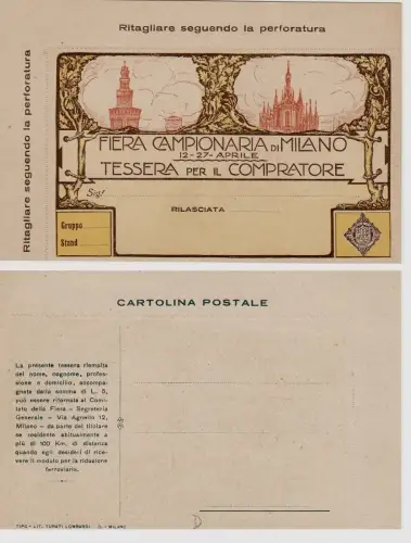 #MAILAND: CART. KARTE FÜR DEN KÄUFER MESSE MAILAND (zum Ausschneiden)