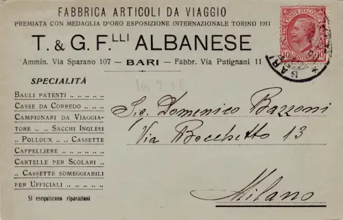 #BARI: Kopf - T. & G. F.LLI ALBANESE - Reiseartikel