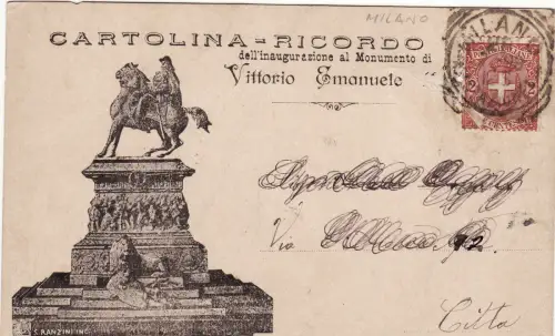 #MAILAND: CART. ERINNERUNG AN DIE EINWEIHUNG DES VITT-DENKMALS. EMANUELE