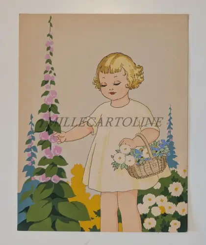 BLUMENSAMMELNDES MÄDCHEN - Schablone ähnlich Klöster / Kleinlich