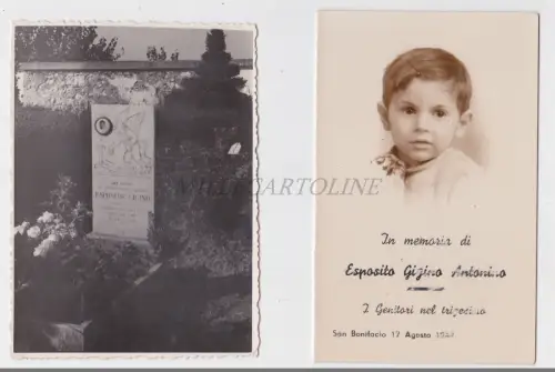 SAN BONIFACIO 1944 verstorbenes Kind Foto und Erinnerungskarton im Triggesimo