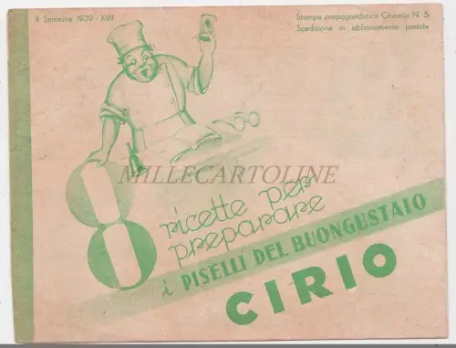 PISELLI DEL BUONGUSTAIO CIRIO - Illustrierte Faltbroschüre 1939 Turin