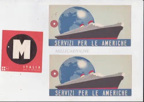 ITALIEN SCHIFFFAHRTSGESELLSCHAFT - 2 Servicekarten für Amerika & 1 M