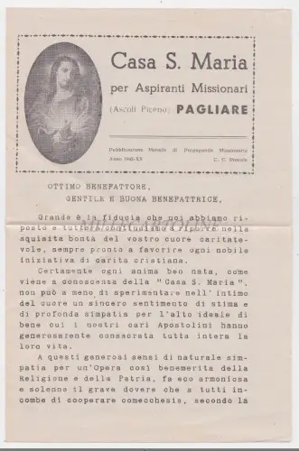 CASA S. MARIA PAGLIARE (ASCOLI PICENO) - Broschüre Missionspropaganda 1942