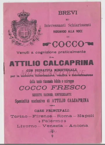 ATTILIO CALCAPRINA - Getränkesirup frischer Kokos, Broschüre