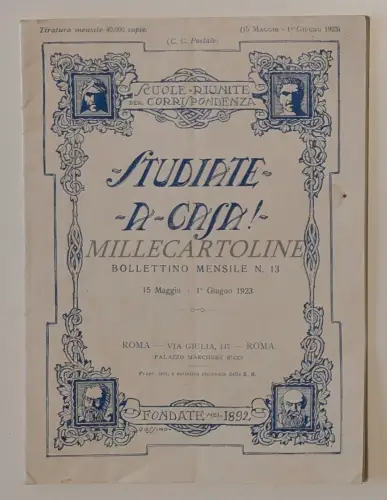 VERSAMMELTE SCHULEN PER KORRESPONDENZ ROM - Monatsbulletin Nr. 13 1923